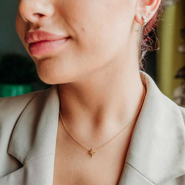 BRUSHED GOLD VERMEIL NORTH STAR NECKLACE