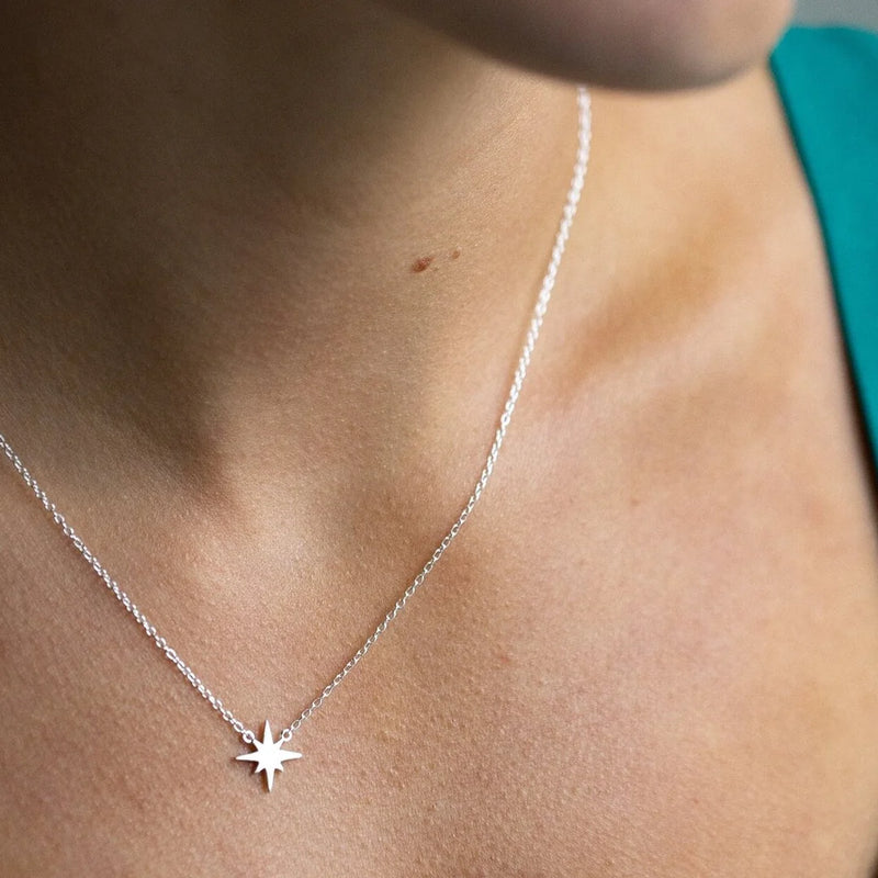 BRUSHED SILVER NORTH STAR NECKLACE