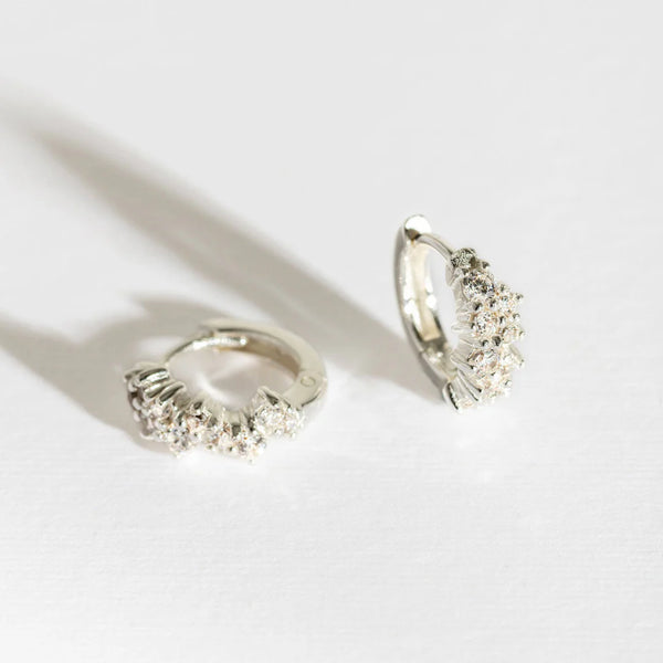 Sparkly Silver Galaxy Scatter Huggies