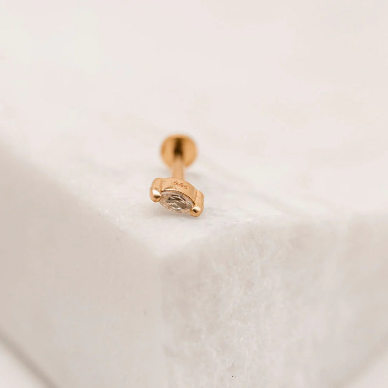CLEAR CUBIC ZIRCONIA GOLD LABRET EARRING