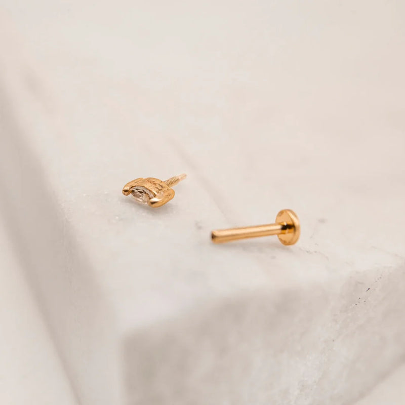 CLEAR CUBIC ZIRCONIA GOLD LABRET EARRING