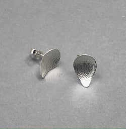 Silver Print Pear Shape Earrings