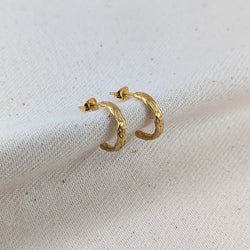 Cave 23ct Yellow Gold Plated Silver Small Hoop Earrings