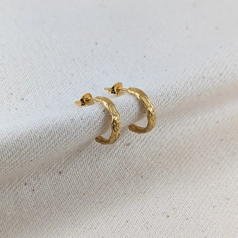Cave 23ct Yellow Gold Plated Silver Small Hoop Earrings