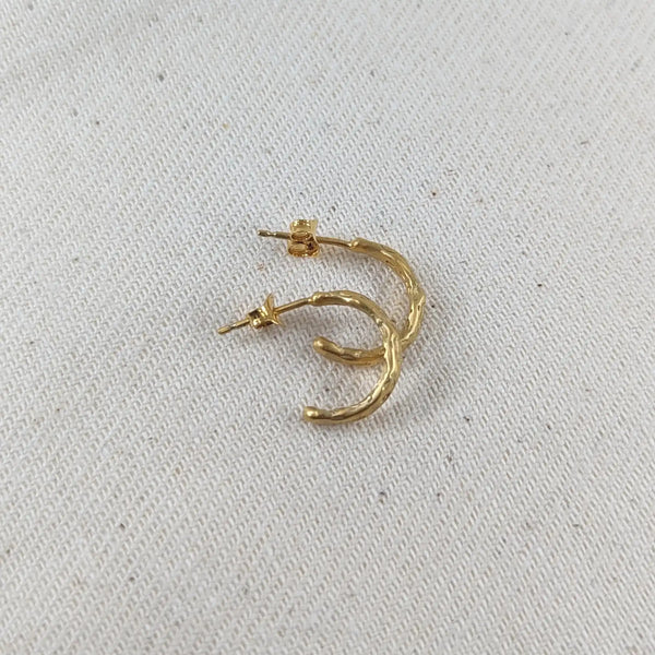 Cave 23ct Yellow Gold Plated Silver Small Hoop Earrings