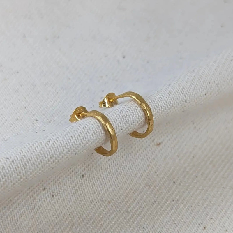 Cave 23ct Yellow Gold Plated Silver Mini Hoop Earrings