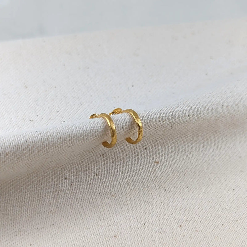 Cave 23ct Yellow Gold Plated Silver Mini Hoop Earrings