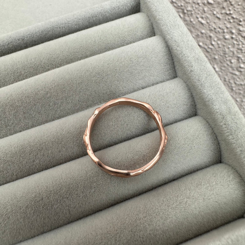 Cave Irregular 23ct Rose Goldplated Silver Ring