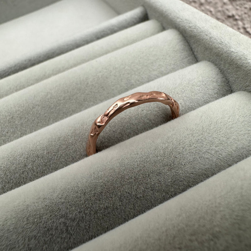 Cave Irregular 23ct Rose Goldplated Silver Ring