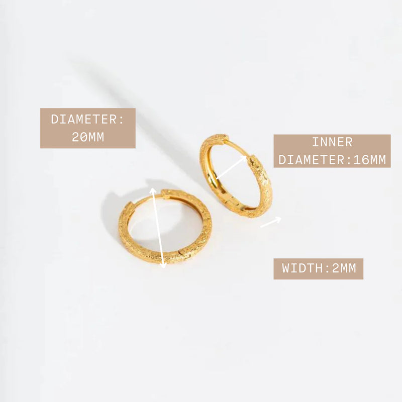 ANTIQUE-TEXTURED 14K GOLD VERMEIL LARGE HOOP EARRINGS