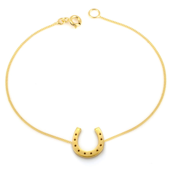Dainty Lucky Horseshoe Bracelet Yellow Gold Plated Silver