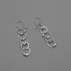 Silver Link Earrings With Print Scrolls