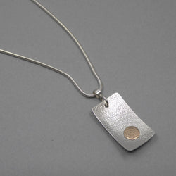 Silver Print Rectangle Pendant With 14ct Gold Filled Spot