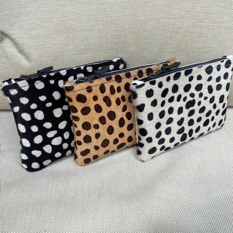 Pony Hair Black Cheetah Print Leather Coin Purse