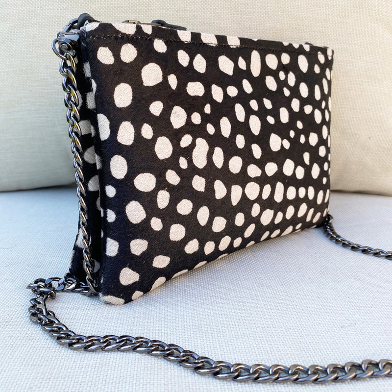 Pony Hair Black Cheetah Print Double Leather Bag