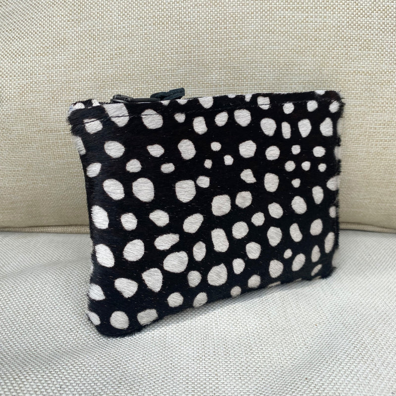 Pony Hair Black Cheetah Print Leather Coin Purse