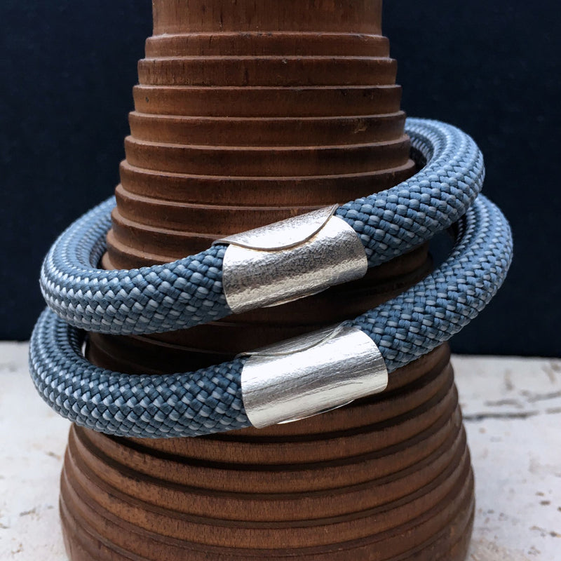 Silver and shop blue bangles