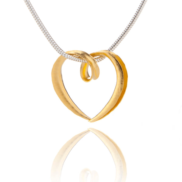 Cornucopia Heart Mini Silver & 24ct Yellow Gold Plated Pendant Necklace