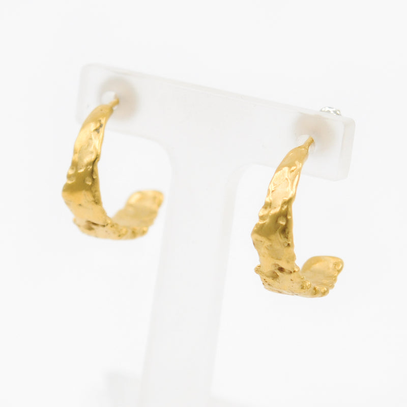 Cave 23ct Yellow Gold Plated Silver Half Hoop Earrings