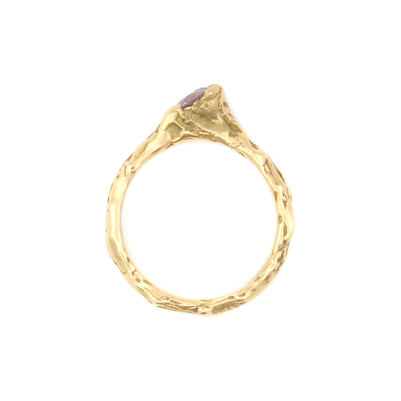 Cave 18ct Yellow Gold & Round Pink Spinel One-Off Treasure Ring