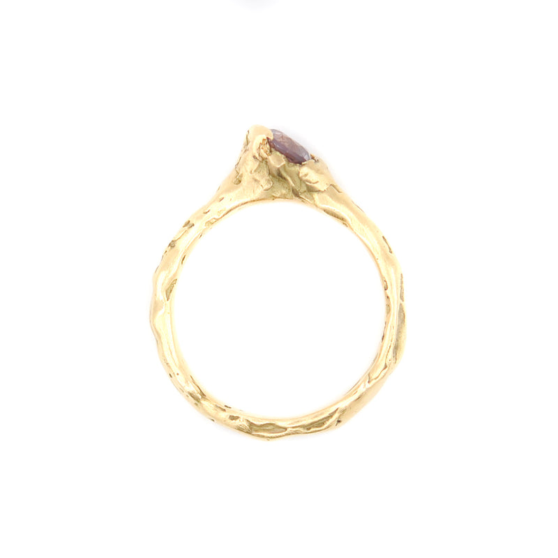 Cave 18ct Yellow Gold & Round Pink Spinel One-Off Treasure Ring