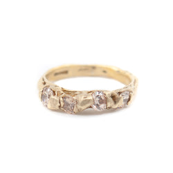 Cave 22ct Yellow Gold Plated Silver & Pale Champagne Cubic Zirconia One-Off Treasure Ring (RW875)