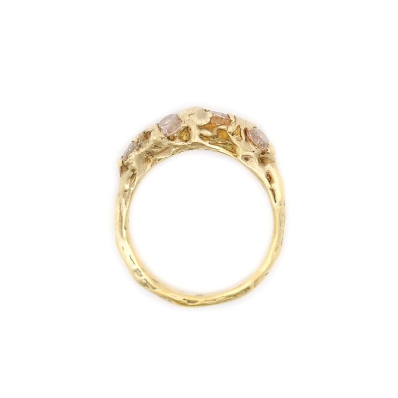 Cave 22ct Yellow Gold Plated Silver & Pale Champagne Cubic Zirconia One-Off Treasure Ring (RW875)