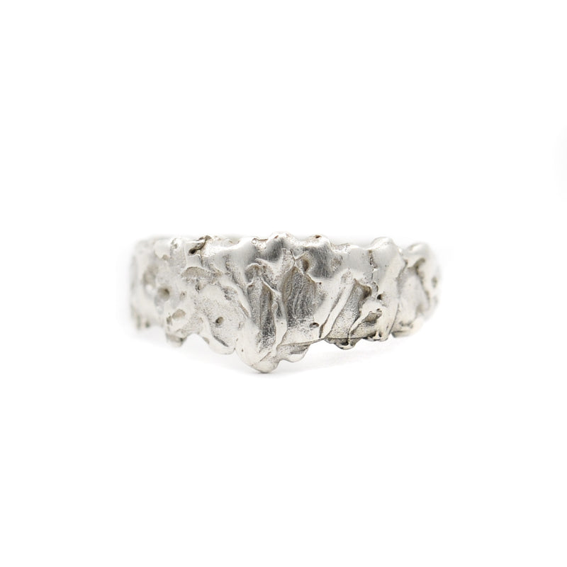 Cave Water Effect Half Width Silver Ring