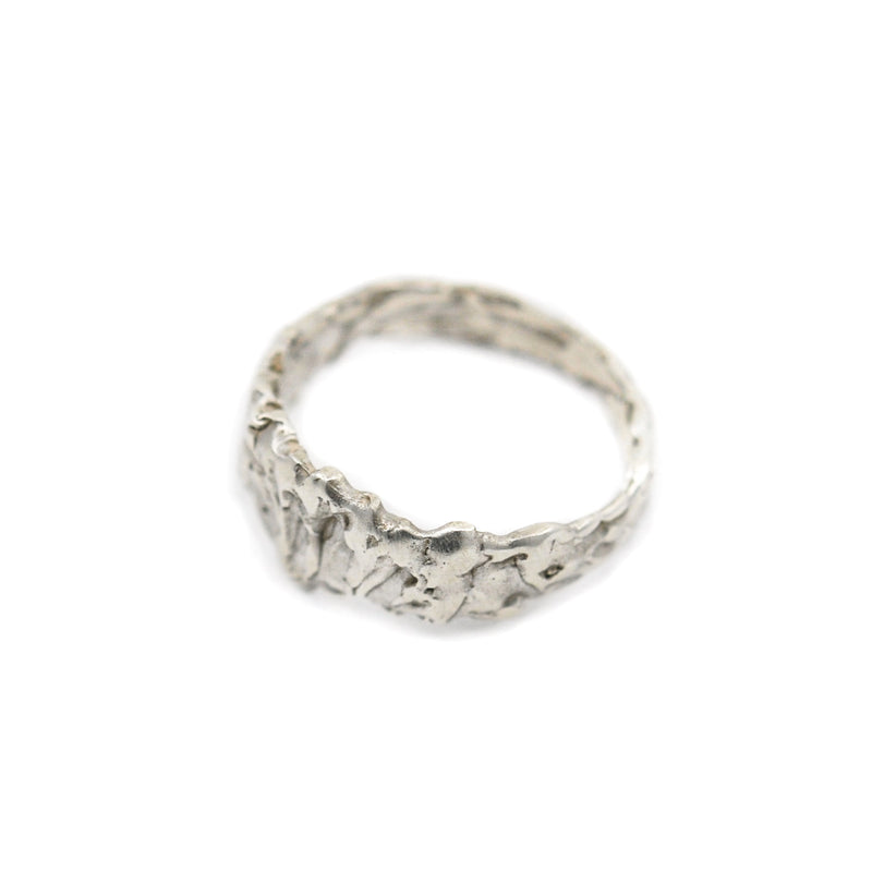 Cave Water Effect Half Width Silver Ring