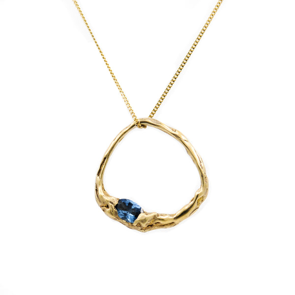 Cave 22ct Yellow Gold Plated Silver & Blue Cubic Zirconia One-Off Pendant (RW740)