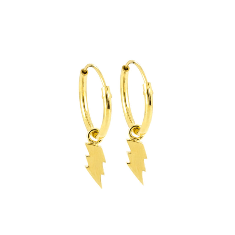 Dainty Lightening Hoops 18ct Yellow Gold Plated Silver