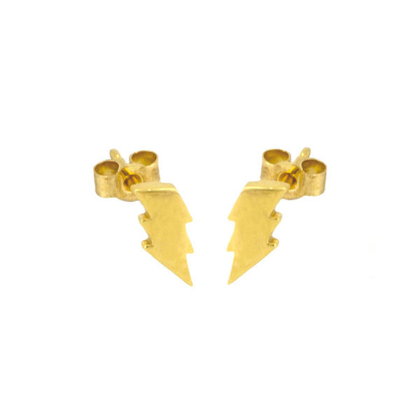 Dainty Lightning Studs 18ct Yellow Gold Plated Silver