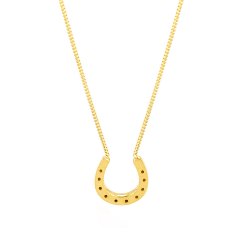 Dainty Lucky Horseshoe Necklace 18ct Yellow Gold Plated Silver