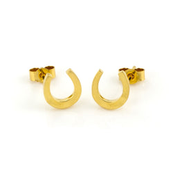 Dainty Lucky Horseshoe Studs 18ct Yellow Gold Plated Silver
