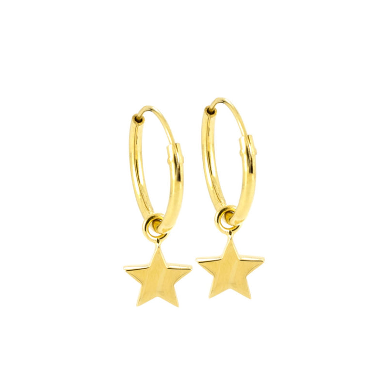 Dainty Star Hoops 18ct Yellow Gold Plated Silver
