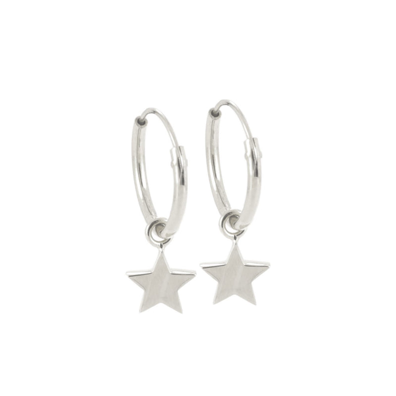 Dainty Star Hoops Silver
