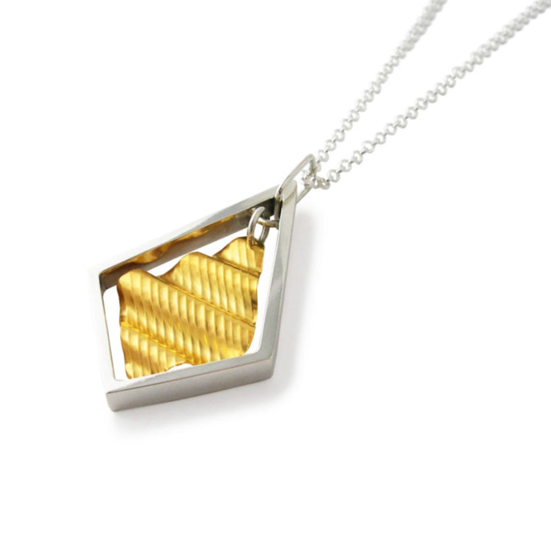Geo Diamond Pendant, 24ct Yellow Gold Plated Silver