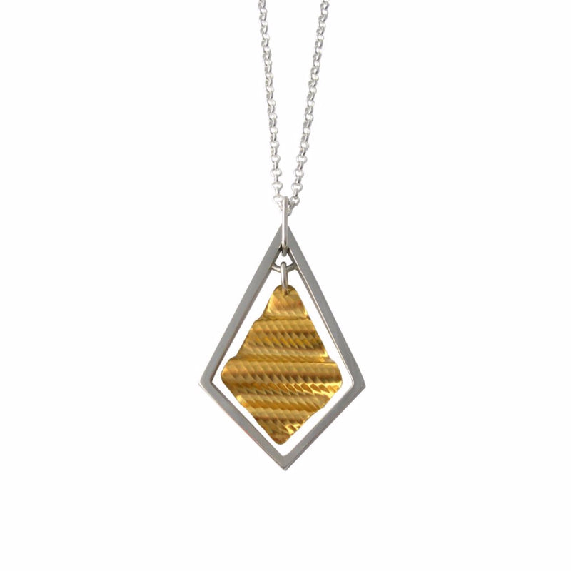 Geo Diamond Pendant, 24ct Yellow Gold Plated Silver