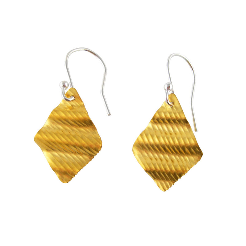 Geo Diamond Ripple Earrings, Silver & 24ct Yellow Gold Plated