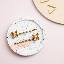 Laser Cut Wooden French Bulldog Hair Grips