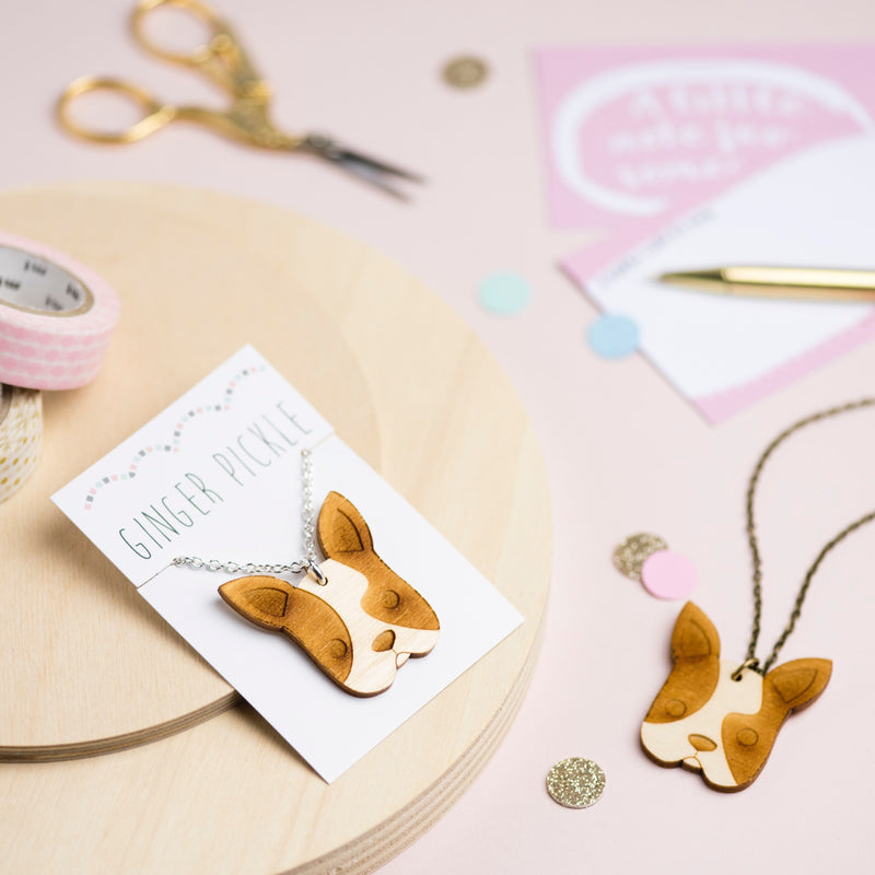 Laser Cut Wooden French Bulldog Necklace