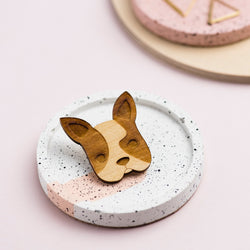 Laser Cut Wooden Frenchie Brooch