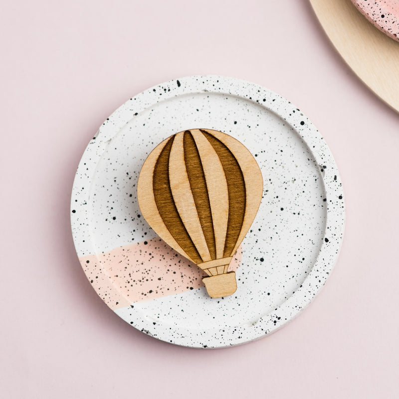 Laser Cut Wooden Balloon Brooch