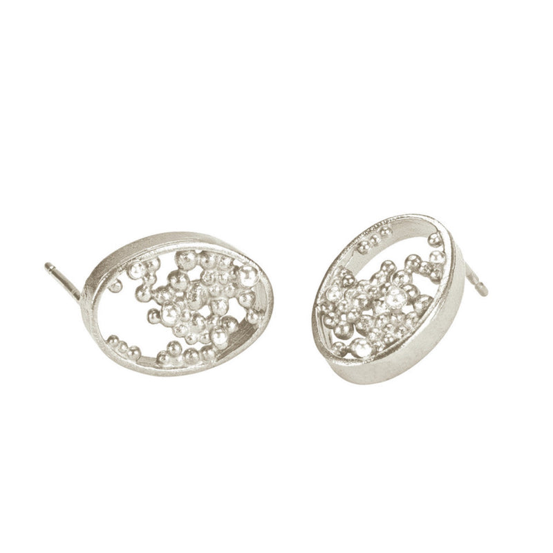 Oval Lace Earrings Silver