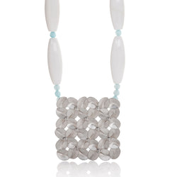 Adelpha Trellis Necklace White Jade & Amazonite
