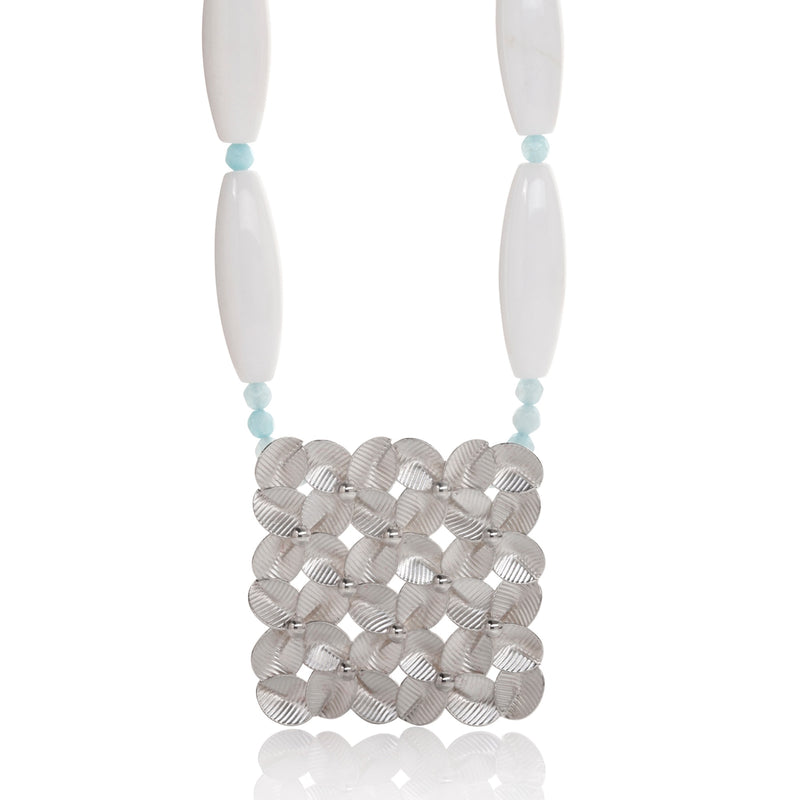 Adelpha Trellis Necklace White Jade & Amazonite