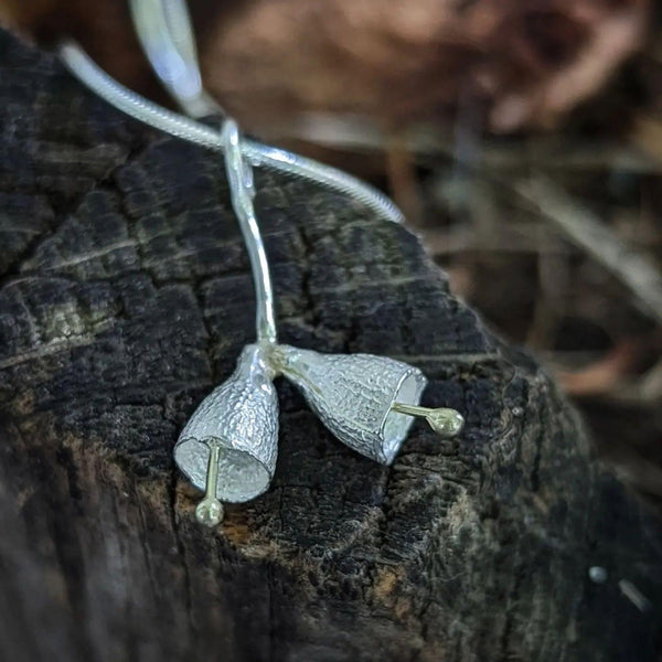 Bell Gum Nut Silver and 18ct Gold Pendant Necklace