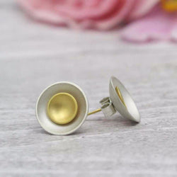 Large Target Studs - 24ct Gold Plating Inner Stud/Silver Outer Disc