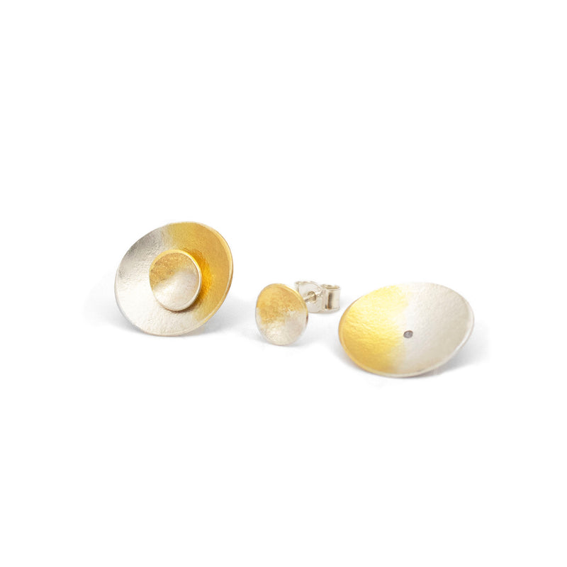 Electra Target Stud Earrings 24ct Yellow Gold Plated Silver