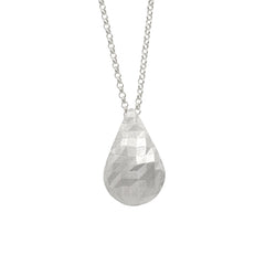 Faceted Teardrop Silver Pendant Necklace